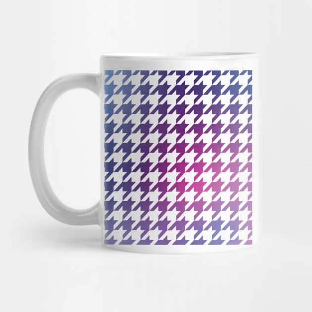 Houndstooth Pattern in Cool Blue Purple and Pink Gradient by murialbezanson